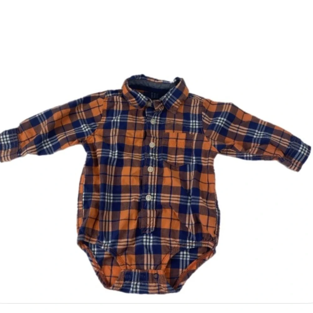 OshKosh B'gosh Genuine Article Plaid Long Sleeve Bodysuit Jeans 18M